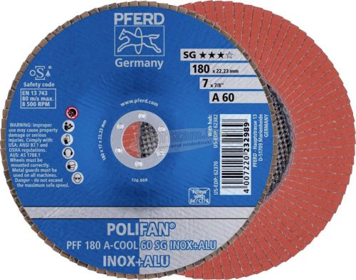 PFERD POLIFAN legyezőlapos csiszolókorong PFF 180 A-COOL 60 SG INOX+ALU 67656185