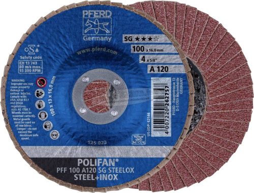 PFERD POLIFAN legyezőlapos csiszolókorong PFF A SG STEELOX több változatban