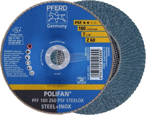 PFERD POLIFAN legyezőlapos csiszolókorong PFF 180 Z 60 PSF STEELOX 67666185