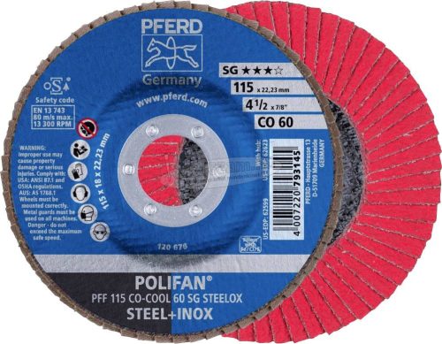 PFERD POLIFAN legyezőlapos csiszolókorong PFF 115 CO-COOL 60 SG STEELOX 67660615