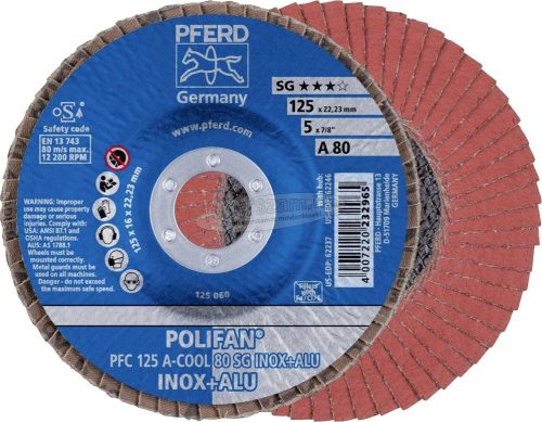 PFERD POLIFAN legyezőlapos csiszolókorong PFC 125 A-COOL 80 SG INOX+ALU 67758125