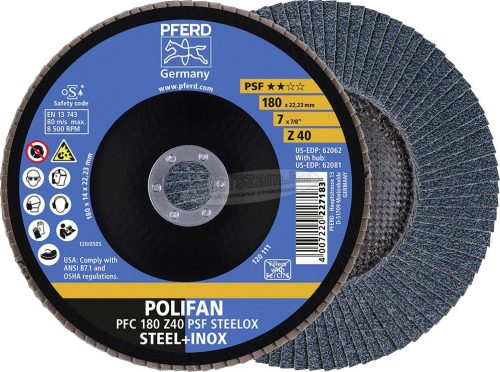 PFERD POLIFAN legyezőlapos csiszolókorong PFC 180 Z 40 PSF STEELOX 67764185