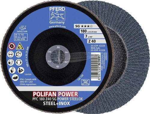 PFERD POLIFAN legyezőlapos csiszolókorong PFC 180 Z 40 SG POWER STEELOX 67784185