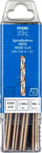 PFERD csigafúró INOX anyagokhoz SPB DIN 338 HSSE N 8,0 INOX 25203574