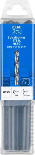 PFERD csigafúró acél anyagokhoz SPB DIN 338 HSSG N 11,0 STEEL 25203543