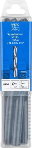 PFERD csigafúró acél anyagokhoz SPB DIN 338 HSSG N 12,0 STEEL 25203545