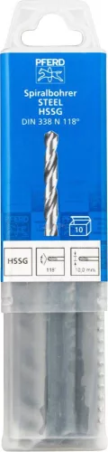 PFERD csigafúró acél anyagokhoz SPB DIN 338 HSSG N 10,0 STEEL 25203540