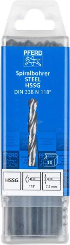 PFERD csigafúró acél anyagokhoz SPB DIN 338 HSSG N 7,5 STEEL 25203535