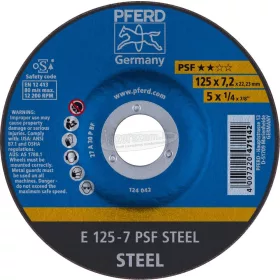   PFERD 69298071 E 125-7 PSF STEEL Nagyolótárcsa, hajlított 125mm 5db 69298071