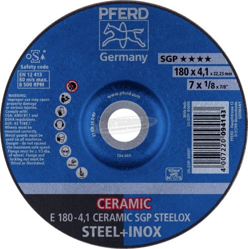PFERD tisztítókorong E 180-4,1 CERAMIC SGP STEELOX 62100180