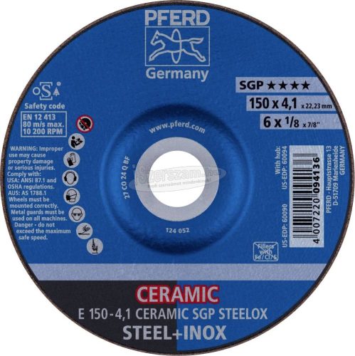 PFERD tisztítókorong E 150-4,1 CERAMIC SGP STEELOX 62100150