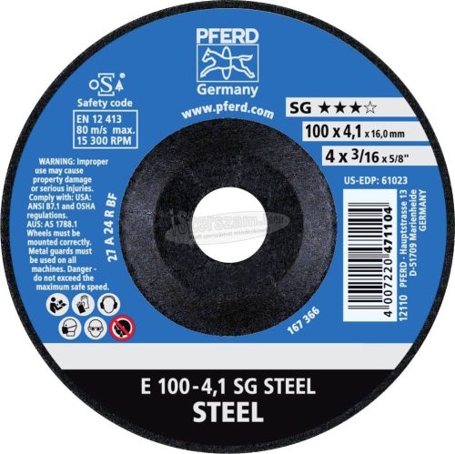 PFERD tisztítókorong E 100-4,1 SG STEEL/16,0 62210426