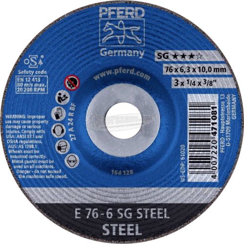 PFERD tisztítókorong E 76-6 SG STEEL/10,0 62208626