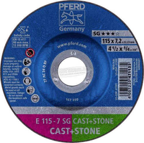 PFERD tisztítókorong E 115-7 SG CAST+STONE 62911625