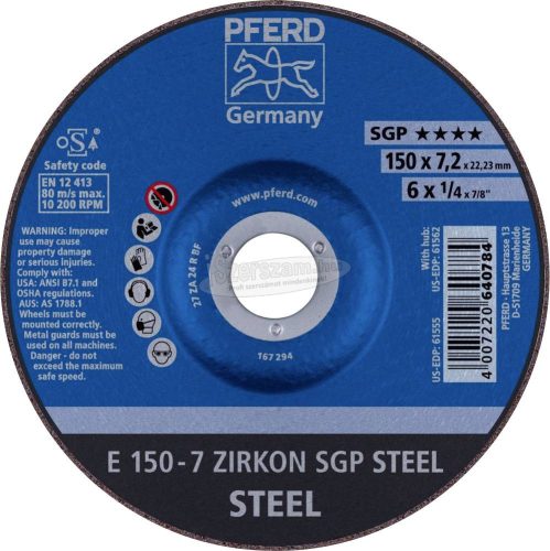 PFERD tisztítókorong E 150-7 ZIRKON SGP STEEL 62215326