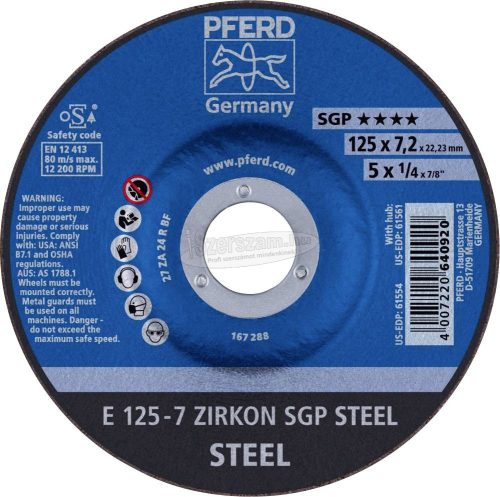 PFERD tisztítókorong E 125-7 ZIRKON SGP STEEL 62212737