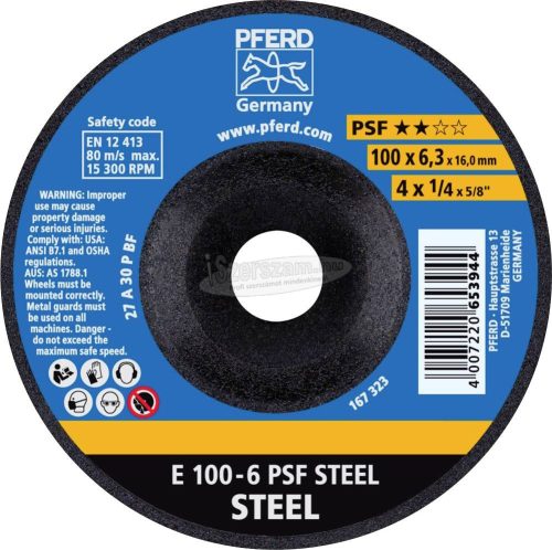 PFERD tisztítókorong E 100-6 PSF STEEL/16,0 62010634