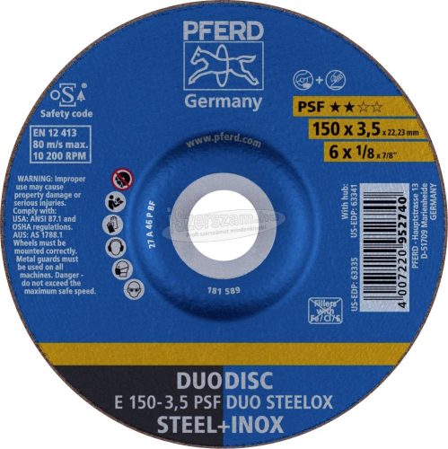 PFERD vágókorong E 150-3,5 PSF DUO STEELOX 62015420