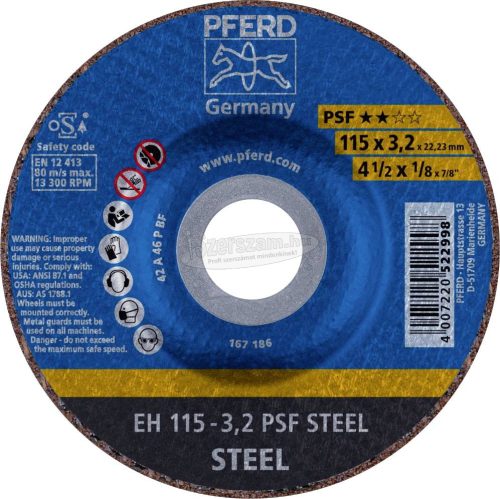 PFERD vágókorong EH 115-3,2 PSF STEEL 61740126