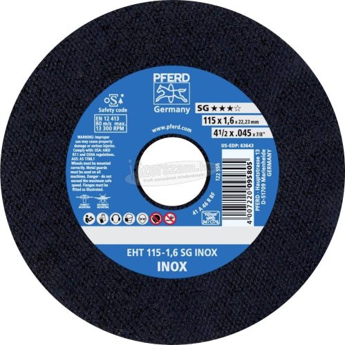 PFERD vágókorong EHT 115-1,6 SG INOX 61340424