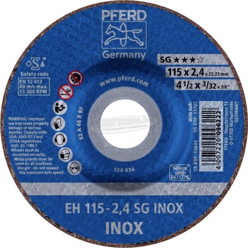 PFERD vágókorong EH 115-2,4 SG INOX 61340124