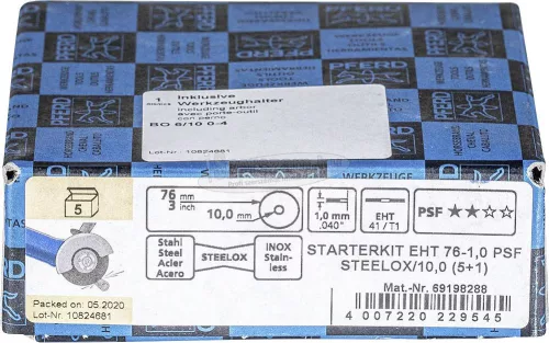 PFERD STARTKIT EHT 76-1,0 PSF STEELOX/10 (5+1) 69198288 Vágótárcsa készlet 76mm 10mm 1db 69198288