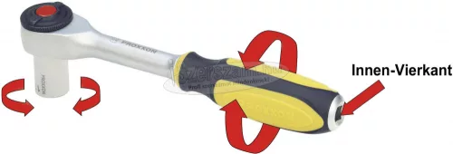 PROXXON Crowa racsnis kulcs 3/8", 52 fog ROTARY-forgó nyelű 23083