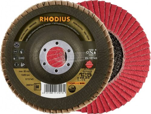 Rhodius 211312 RHODIUS JUMBO SPEED EXTENDED lamellás csiszolótányér 125x22,23mm K60 INOX ferde 125mm 5db 211312