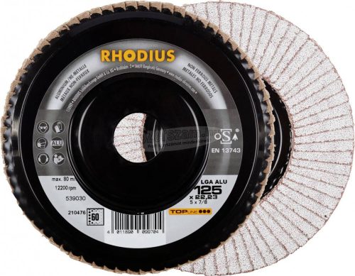 Rhodius 211315 LGA ALU lamellás csiszolótányér 125x22,23mm K60 egyenes 125mm 5db 211315