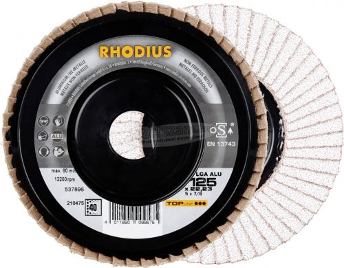 Rhodius 211314 LGA ALU lamellás csiszolótányér 125x22,23mm K40 egyenes 125mm 5db 211314