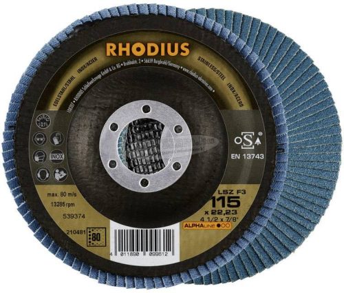 Rhodius 210663 Rhodius LSZ F3 lamellás csiszolótányér 115x22,23-K80 115mm 1db 210663