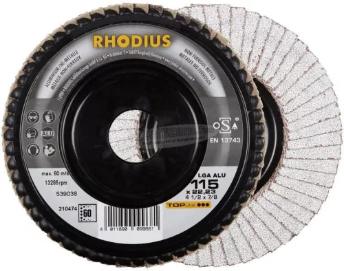 Rhodius 210474 LGA ALU lamellás csiszolótányér 115x22,23-P60 115mm 1db 210474