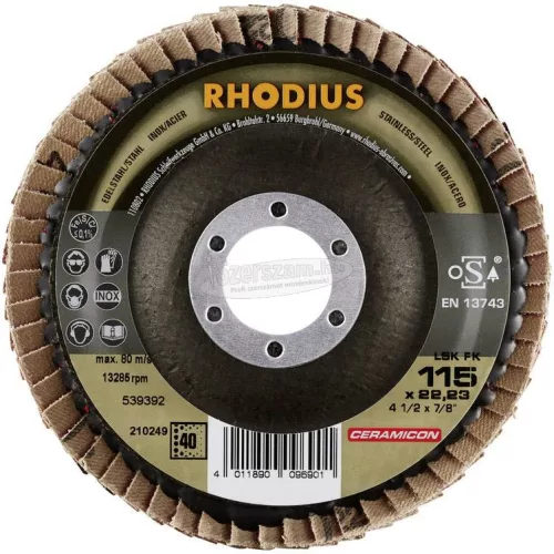 Rhodius 210249 LSK FK lamellás csiszolótányér 115x22,23-P40 115mm 1db 210249