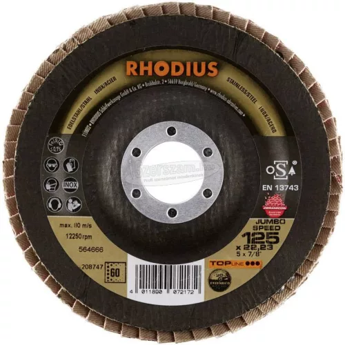 Rhodius 208747 JUMBO SPEED lamellás csiszolótányér 125x22,23-P60 125mm 1db 208747