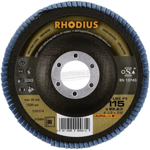 Rhodius 210481 LSZ F3 lamellás csiszolótányér 115x22,23-P80 115mm 1db 210481