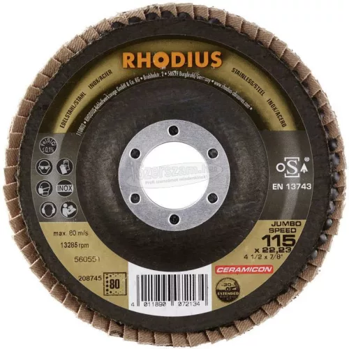 Rhodius 208745 JUMBO SPEED lamellás csiszolótányér 115x22,23-P80 115mm 1db 208745