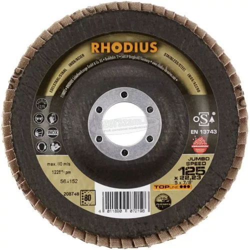Rhodius 208748 JUMBO SPEED lamellás csiszolótányér 125x22,23-P80 125mm 1db 208748