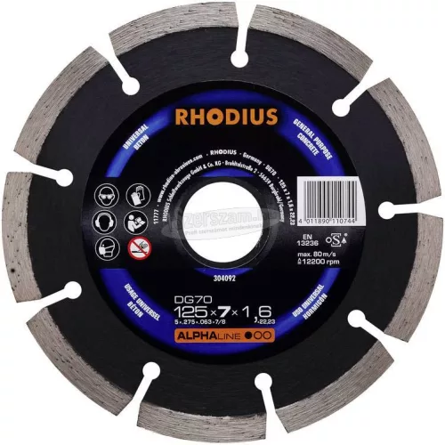 Rhodius 304092 DG70 Gyémánt vágótárcsa 125mm 1db 304092