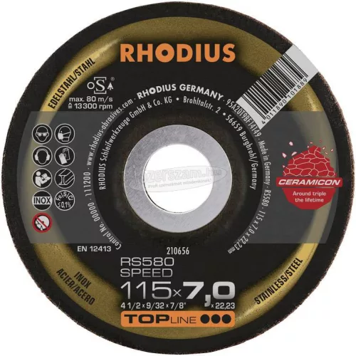 Rhodius 210656 RS580 SPEED Nagyolótárcsa, hajlított 115mm 22.23mm 1db 210656