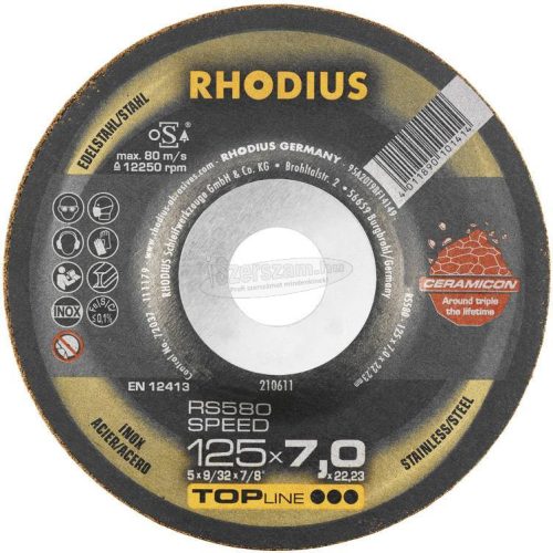 Rhodius 210658 RS580 SPEED Nagyolótárcsa, hajlított 180mm 22.23mm 1db 210658
