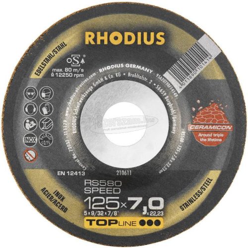 Rhodius 210659 RS580 SPEED Nagyolótárcsa, hajlított 230mm 22.23mm 1db 210659