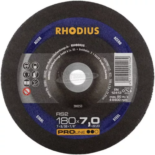 Rhodius 200253 RS2 Nagyolótárcsa, hajlított 180mm 22.23mm 1db 200253