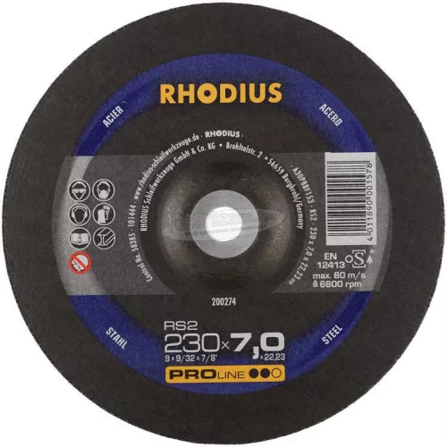 Rhodius 200274 RS2 Nagyolótárcsa, hajlított 230mm 22.23mm 1db 200274