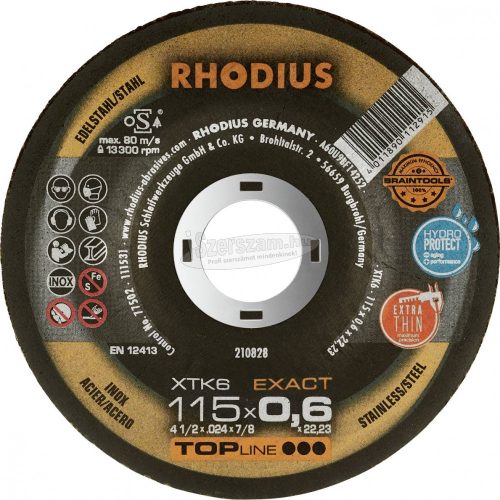 Rhodius XTK6 EXACT BOX 211301 Vágótárcsa, hajlított 115mm 22.23mm 10db 211301