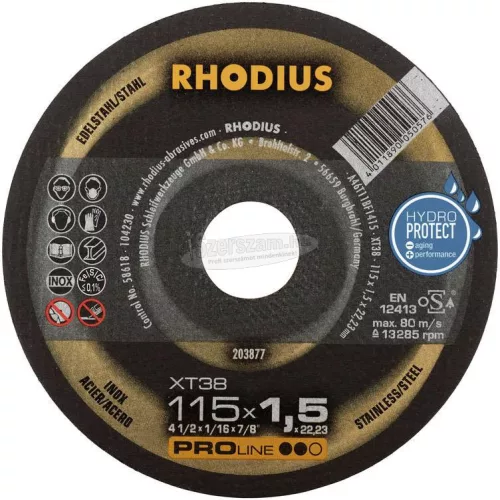 Rhodius XT38 210746 Vágótárcsa, egyenes 115mm 22.23mm 1 készlet 210746