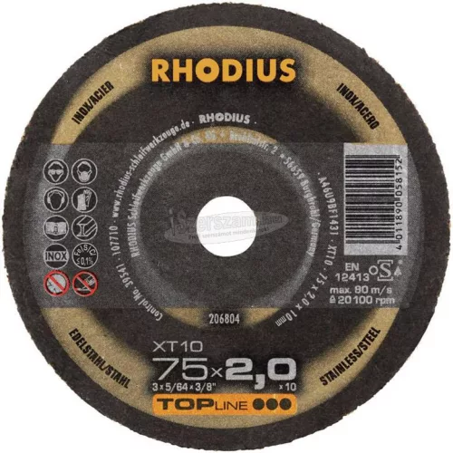 Rhodius XT10 MINI 206804 Vágótárcsa, egyenes 75mm 10mm 1db 206804