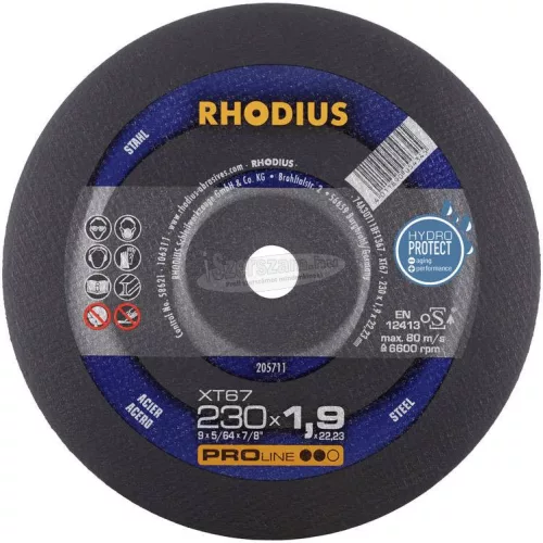 Rhodius XT67 205711 Vágótárcsa, egyenes 230mm 22.23mm 1db 205711