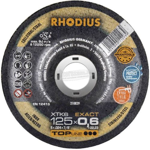 Rhodius XTK6 EXACT 210829 Vágótárcsa, hajlított 125mm 22.23mm 1db 210829