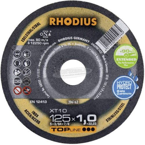 Rhodius XT10 206163 Vágótárcsa, egyenes 125mm 22.23mm 1db 206163