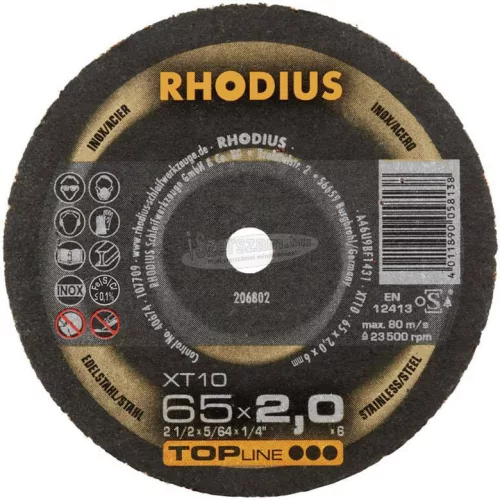Rhodius XT10 MINI 206802 Vágótárcsa, egyenes 65mm 6mm 1db 206802